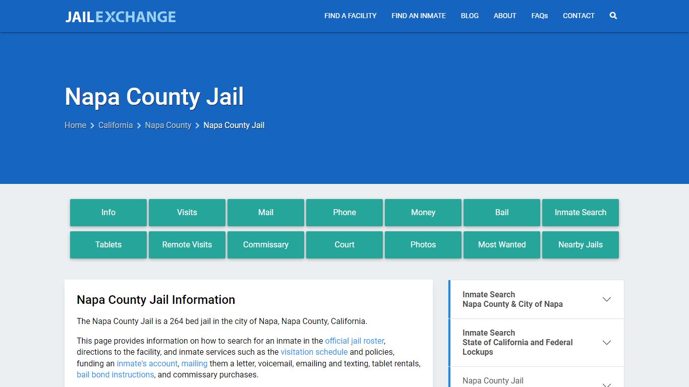 Napa County Jail, CA Inmate Search, Information