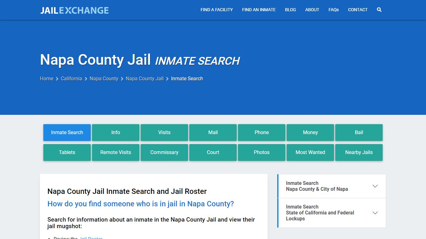 Inmate Search: Roster & Mugshots - Napa County Jail, CA